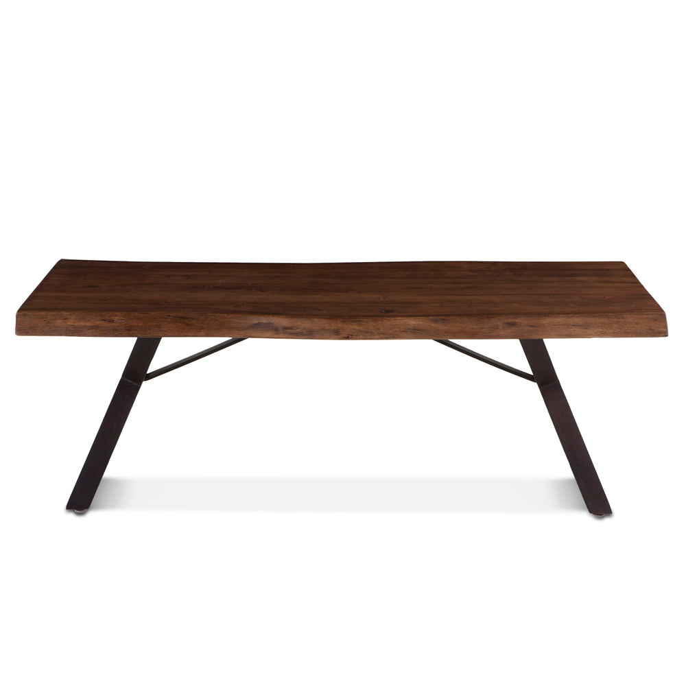 London Loft 54-Inch Acacia Wood Live Edge Coffee Table in Walnut Finish