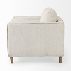 Loretta 40.7L x 36.2W x 33.9H Cream Fabric Chair W/ Two Bolster Cushions