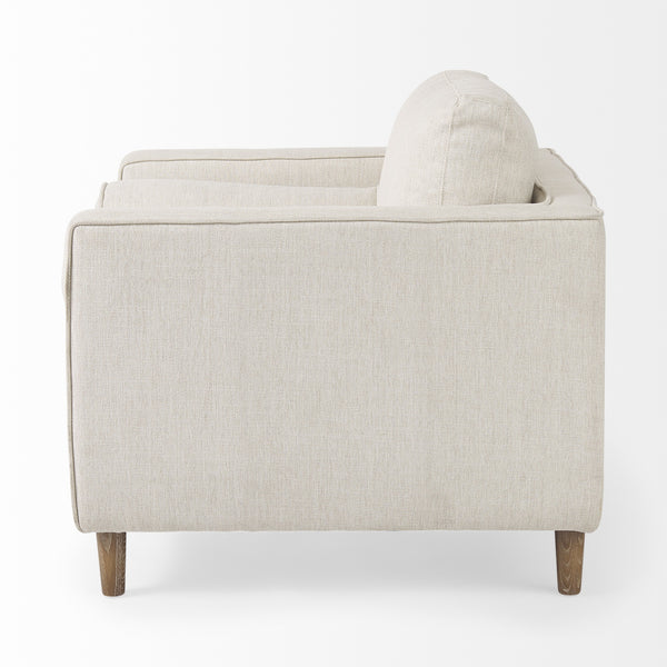 Loretta 40.7L x 36.2W x 33.9H Cream Fabric Chair W/ Two Bolster Cushions