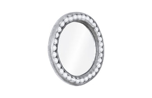 Pearl Mirror, Silver Leaf, Round