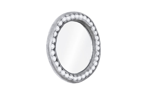 Pearl Mirror, Silver Leaf, Round