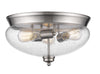Amon 3 Light Flush Mount in Brushed Nickel Finish