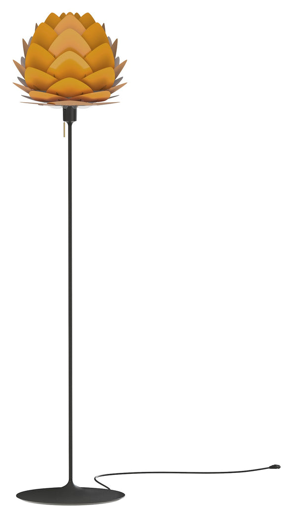 Aluvia Floor Lamp in Saffron with Black Base