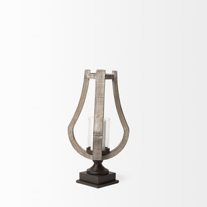 Brillion Small Rustic Wood Metal Table Candle Holder