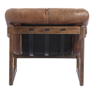 Moe's Bellos Accent Chair in Top-Grain Brown Leather