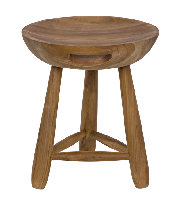 Basel Teak Stool with Clear Coat Semi-Gloss Finish