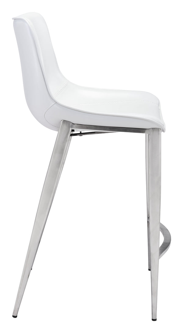 Magnus Counter Stool (Set of 2) White & Silver