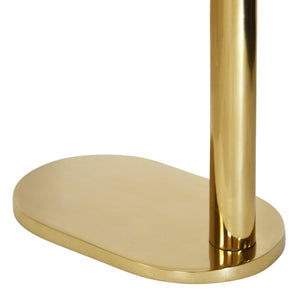 RACETRACK C TABLE IN BRASS WITH WHITE MARBLE TOP