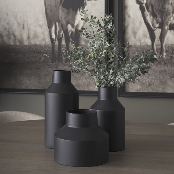 Tosca Medium Matte Black Metal Vase