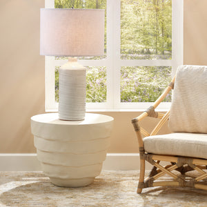 Concentric Fiber Glass Indoor/Outdoor Side Table, Cream White