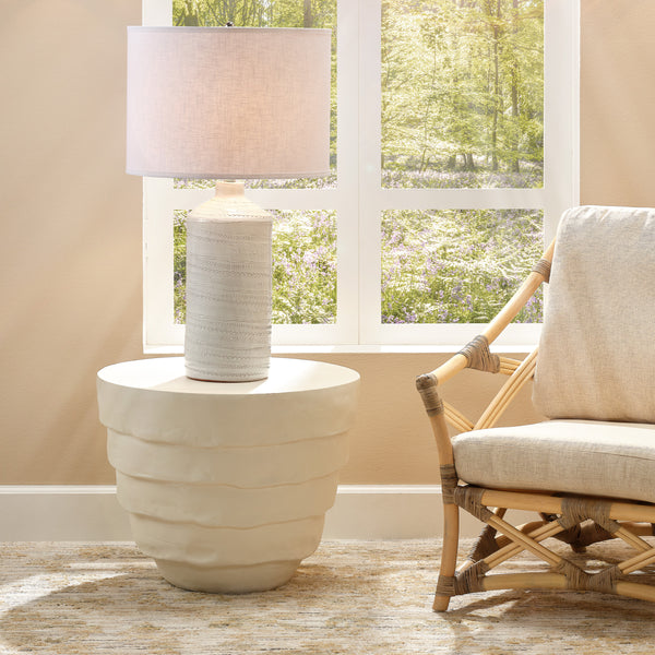 Concentric Fiber Glass Indoor/Outdoor Side Table, Cream White