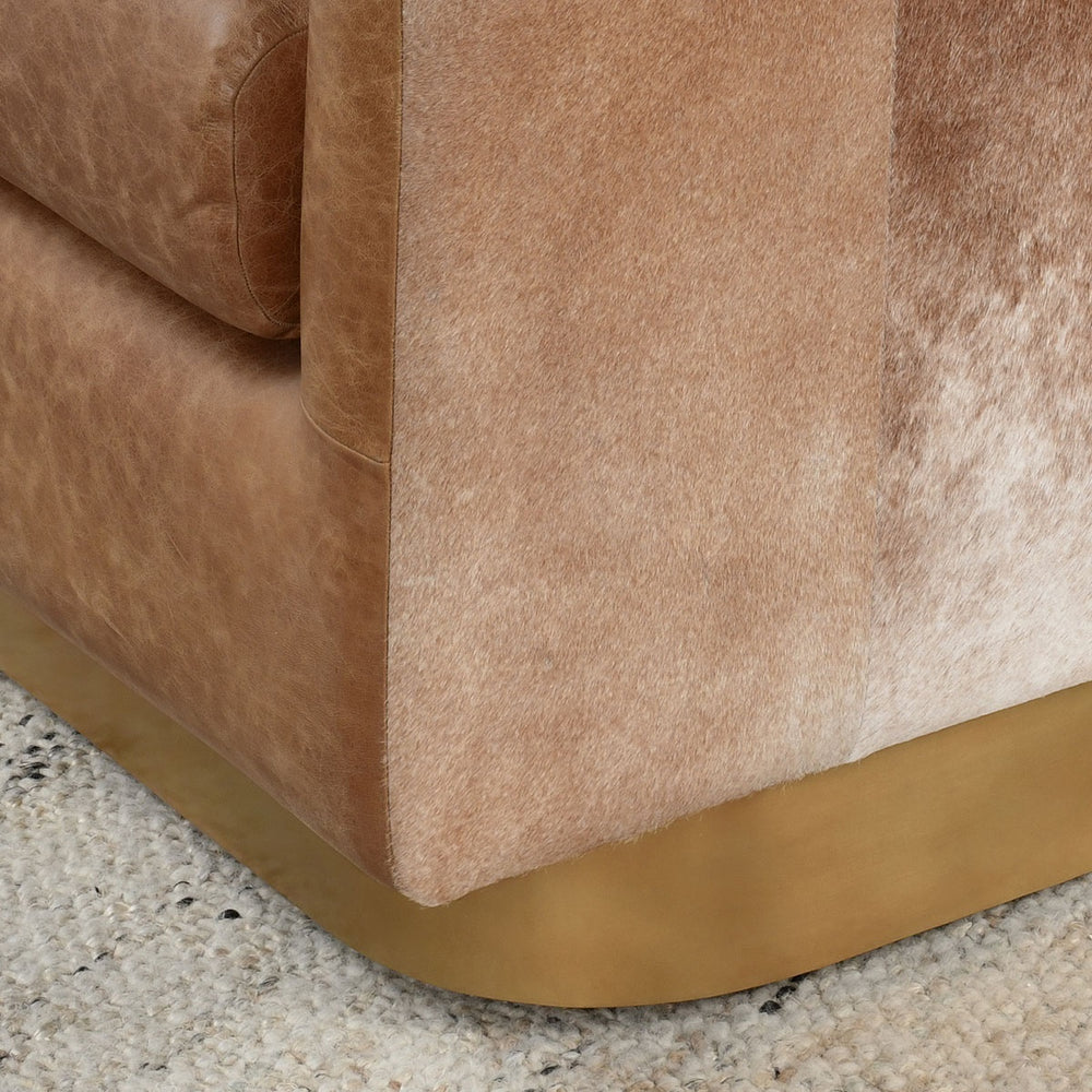 Lathe Leather/Hide Swivel Accent Chair - Sedona Brown