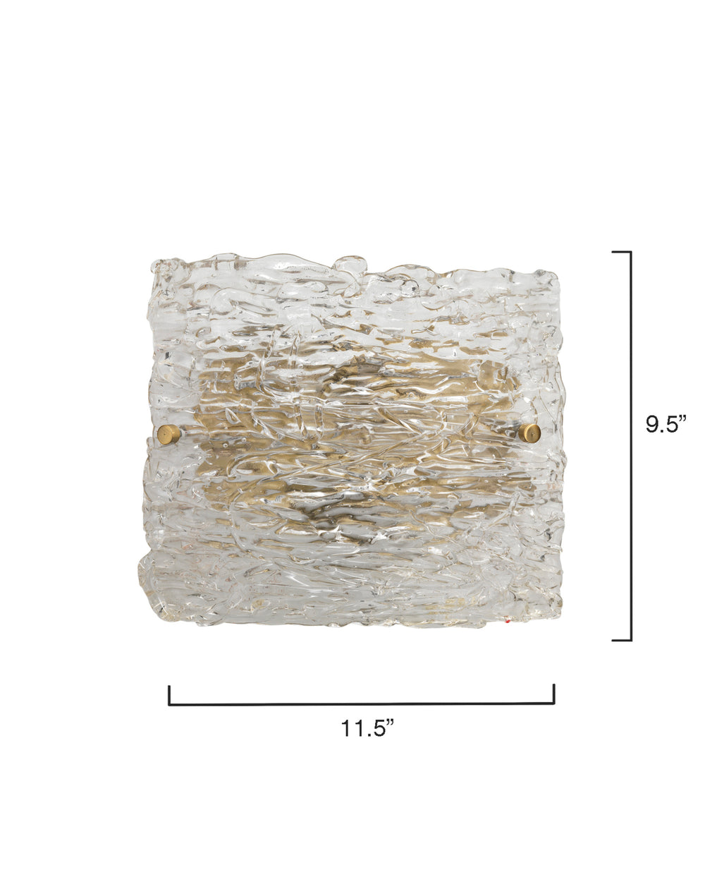 Swan Curved Glass Sconce, Large, Clear Textured Glass and Antique Brass Metal