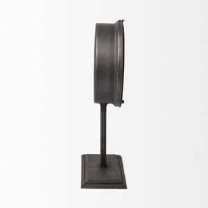 Attalack II Black Metal Round Face Table Clock