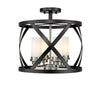 Malcalester 4 Light Semi Flush Mount in Matte Black + Brushed Nickel Finish