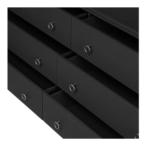 Reagan 6 Drawer Dresser Black with Metal Handles