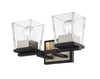 Bleeker Street 2 Light Vanity in Matte Black + Brushed Nickel Finish