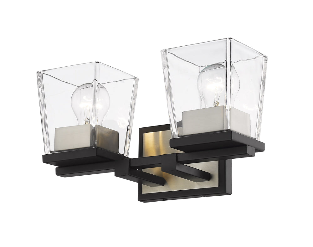 Bleeker Street 2 Light Vanity in Matte Black + Brushed Nickel Finish