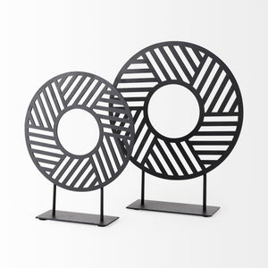 Micra 11.0L x 3.0W x 13.4H Matte Black Metal Decorative Object on a Stand