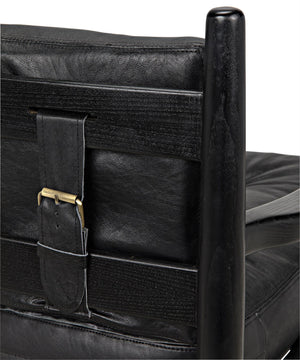 Fogel Sungkai/Mindi Leather Lounge Chair in Charcoal Black