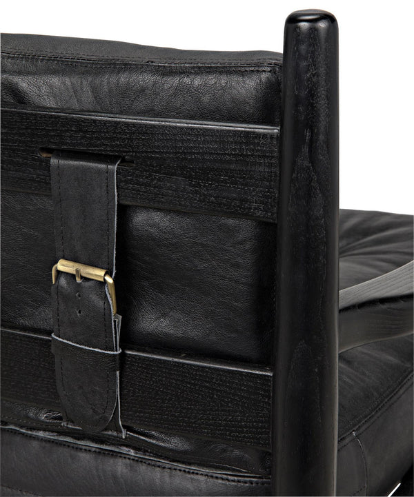 Fogel Sungkai/Mindi Leather Lounge Chair in Charcoal Black