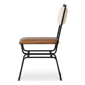Moe's Posta Dining Chair in Brown Leather & Fabric