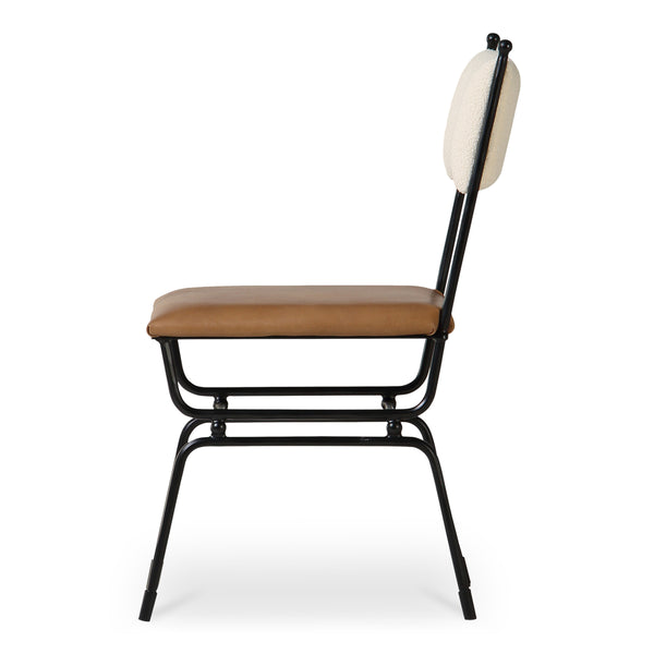 Moe's Posta Dining Chair in Brown Leather & Fabric