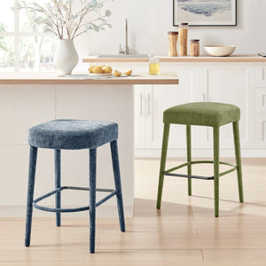 Rylee KD Chenille Backless Counter Stool, Millburry Blue 