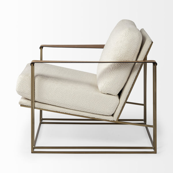 Watson Cream Fabric Wrap Gold Metal Frame Accent Chair
