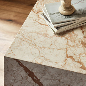 Modern Marble Plinth End Table in Desert Type