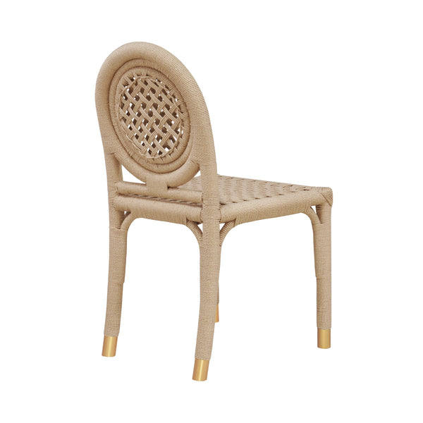 ROUND BACK RATTAN WRAPPED DINING CHAIR
