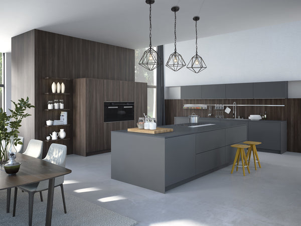 Geo 1 Light Mini Pendant in Matte Black + Chrome Finish