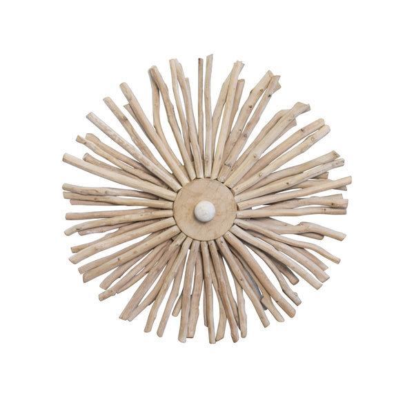 SMALL ROUND WALL SCONCE HANDCRAFTED WITH WHITEWASH EURCALYPTUS WOOD