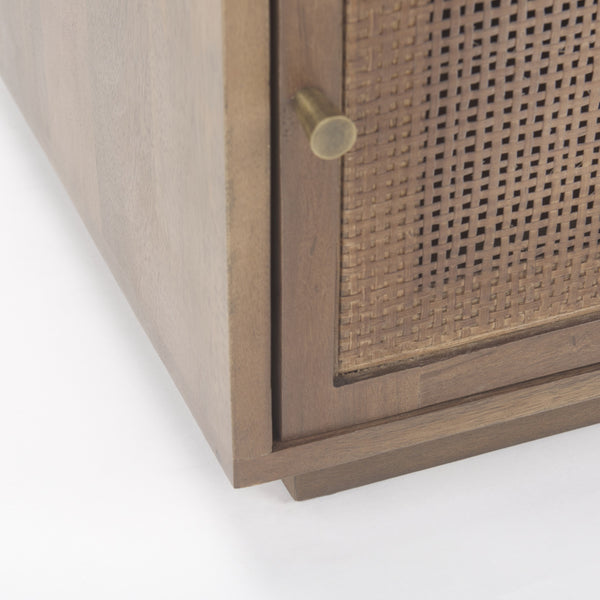Grier Medium Brown Wood w/ Cane Accent Table