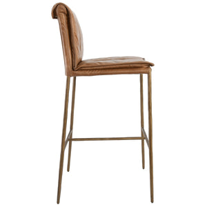 Mayer Counter Stool with Top Grain Leather & Iron Legs