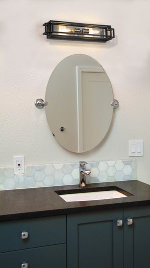 Titania 2 Light Vanity in Black + Brushed Nickel Finish