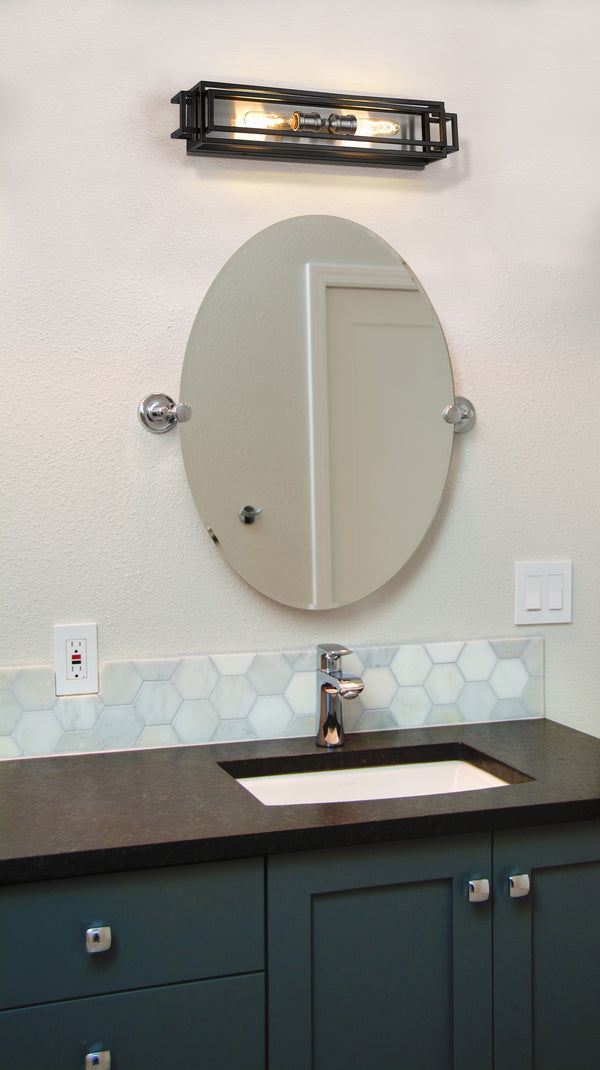 Titania 2 Light Vanity in Black + Brushed Nickel Finish