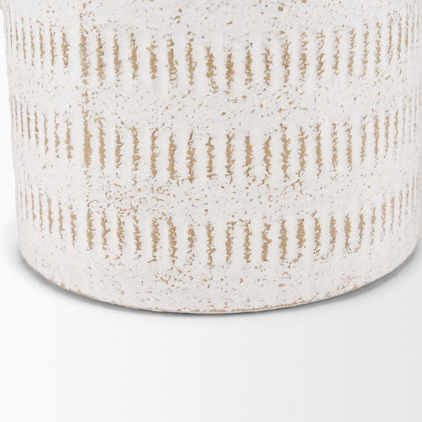 Tisha Small White W/ Terracotta Distressing Metal Vase