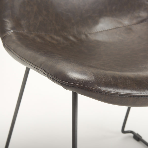 Sawyer I Dark Brown Faux-Leather Seat Black Iron Frame Dining Chair