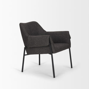 Brently Accent Chair w/ Gray Fabric & Matte Black Metal Legs