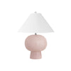 BULB SHAPE CERAMIC TABLE LAMP WITH WHITE LINEN COOLIE SHADE IN BLUSH