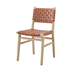 Marco Faux Leather Dining Side Chair Drift Wood Frame, Ochre Brown 