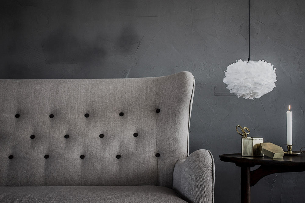 Eos Micro Plug-In Pendant in White with Black Cord