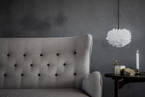 Eos Micro Plug-In Pendant in White with Black Cord