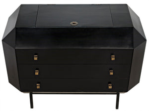 Rhiana Mahogany Dresser with Brass Pulls in Hand-Rubbed Black Finish
