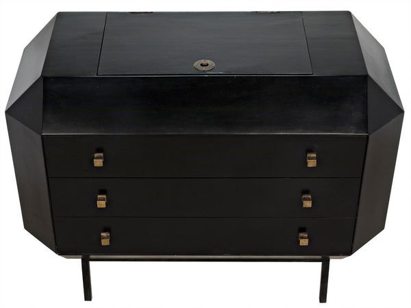 Rhiana Mahogany Dresser with Brass Pulls in Hand-Rubbed Black Finish