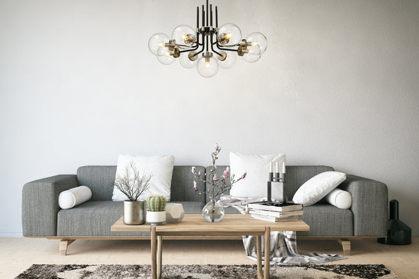 Parsons 9 Light Chandelier in Matte Black + Brushed Nickel Finish