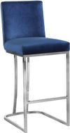 Rick Stool In Navy Velvet and Chrome