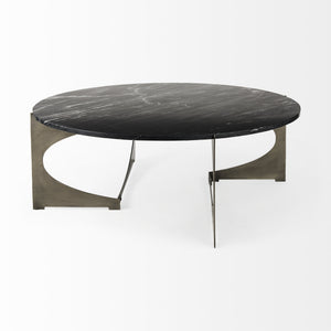 Reinhold III Black Marble Top Iron Coffee Table