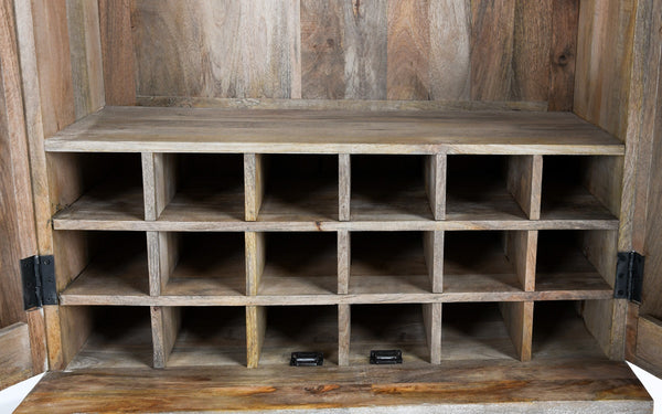 Vivienne Solid Wood Bar Cabinet - Distressed Taupe
